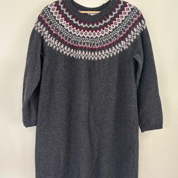 J. Jill Sweater Dress Knit Fair Isle Midi Grey SZPM Winter Comfortcore Comfy - Picture 5 of 8